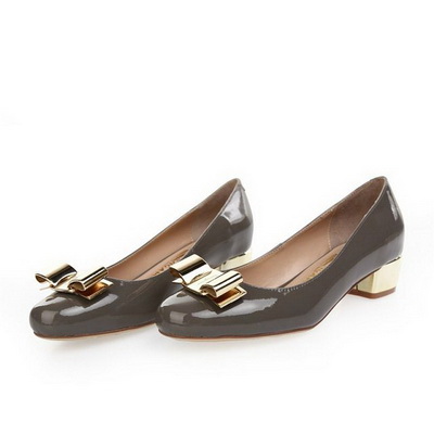 Ferragamo Shallow mouth Block heel Shoes Women--036